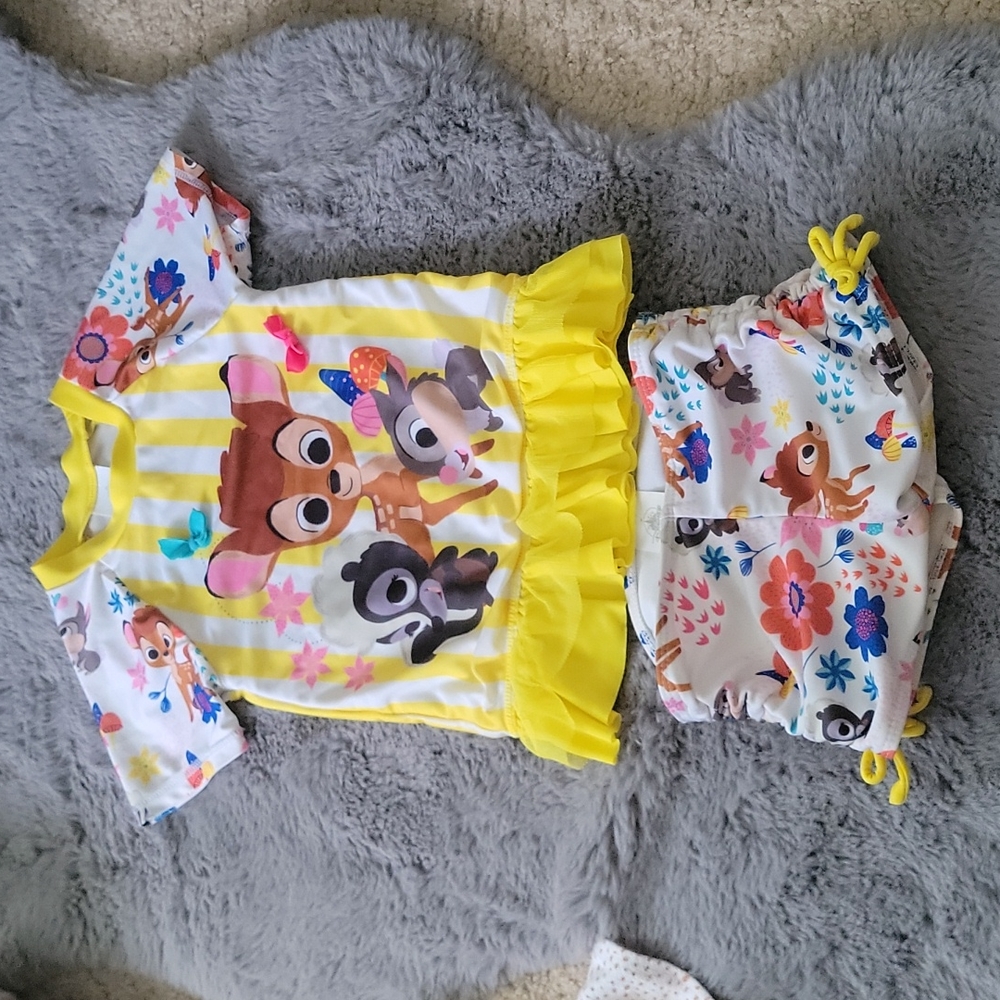 Disney girls rashguard and shorts with cover-up